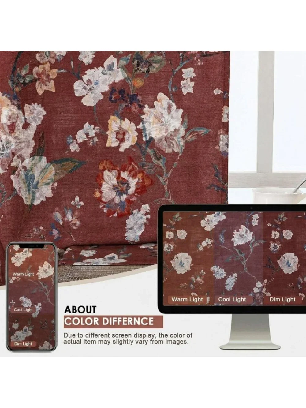 Elegant Floral Linen Curtains - 84